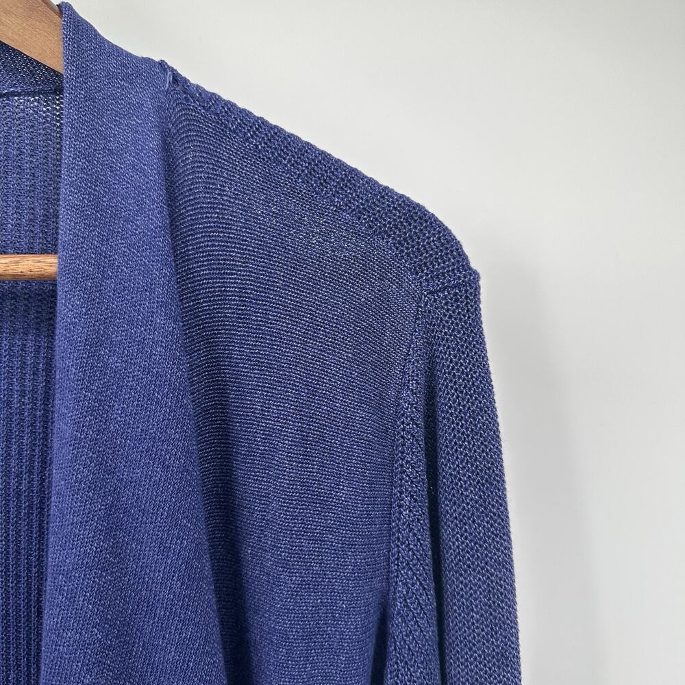 Eileen Fisher Sweater Womens Medium Purple Cardigan Drapey Silk Blend Asymmetric - Picture 4 of 12